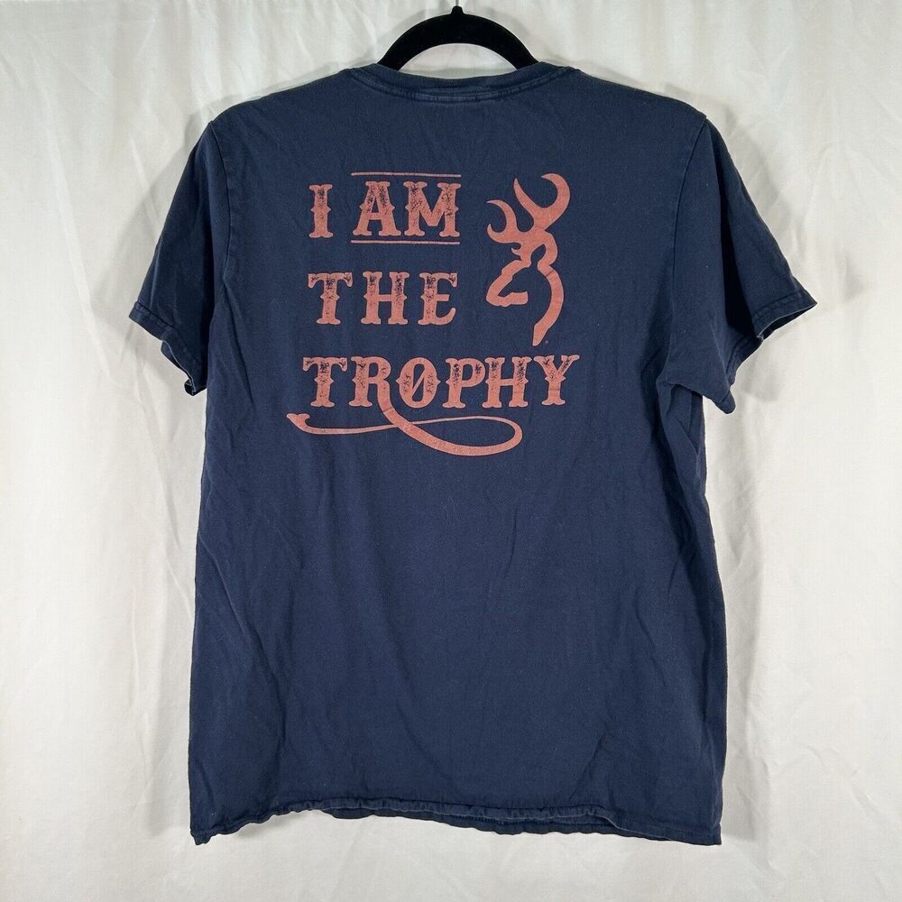 Browning Shirt Womens Medium Blue Short Sleeve Crew Neck Trophy Wife